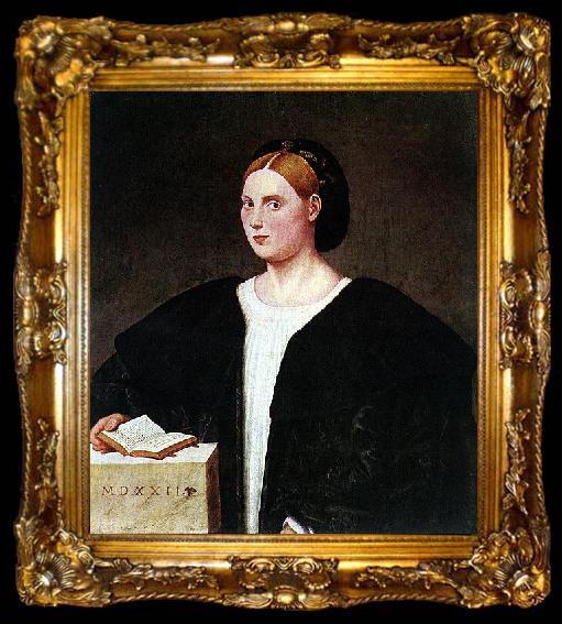framed  Bernardino Licinio Portrait of a woman, ta009-2